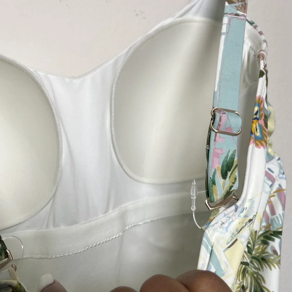 NEXT Women‎ One Piece Swim Bathing Suit 14 Multicolor Lemon Scenic Tummy Control